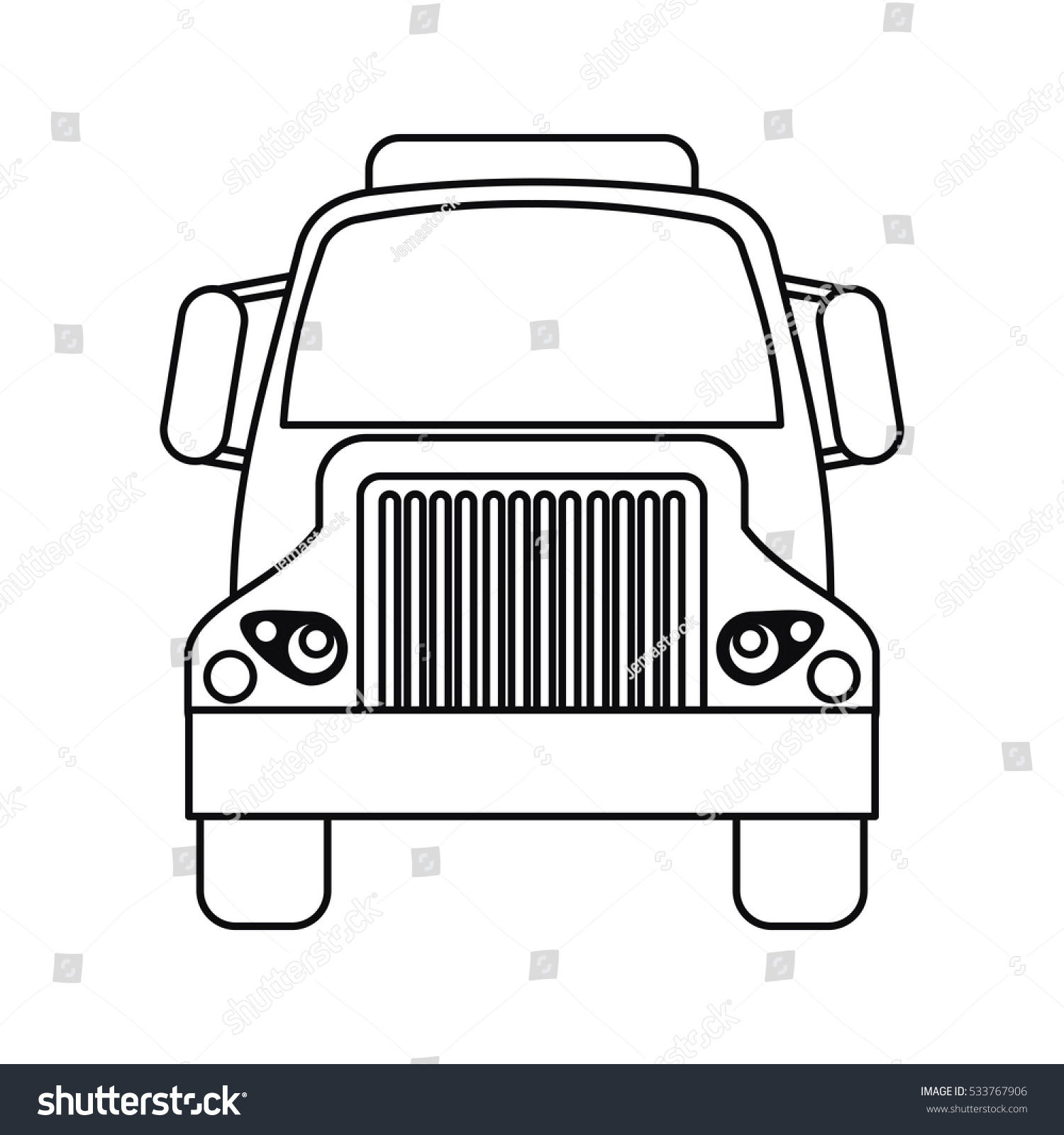 Front Truck Transportation Commercial Vehicle Outline Stock Vector ...