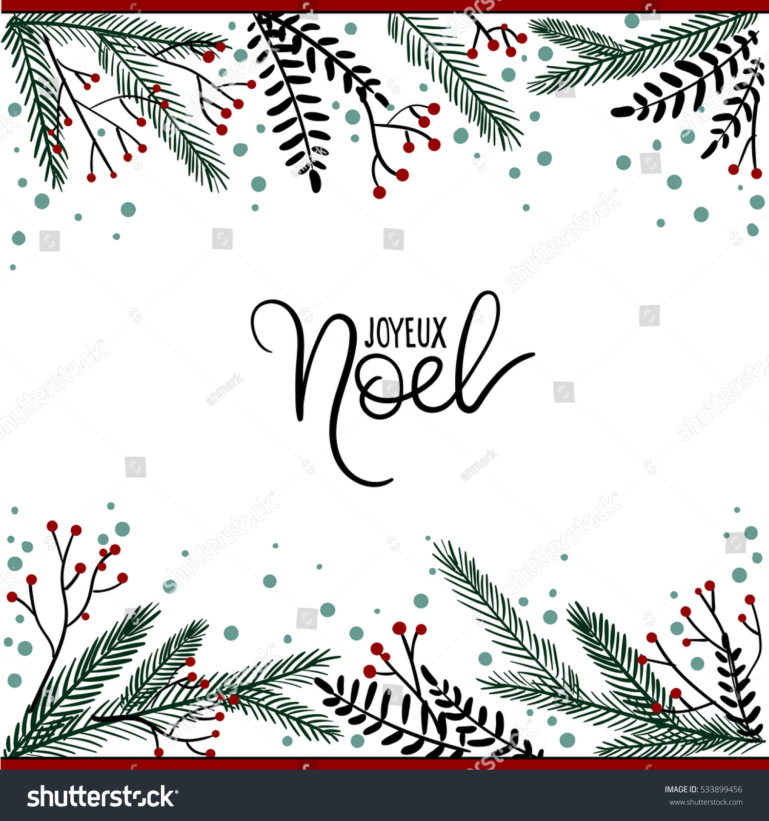 Joyeux Noel Hand Lettering Greeting Card Stock Vector (Royalty Free ...