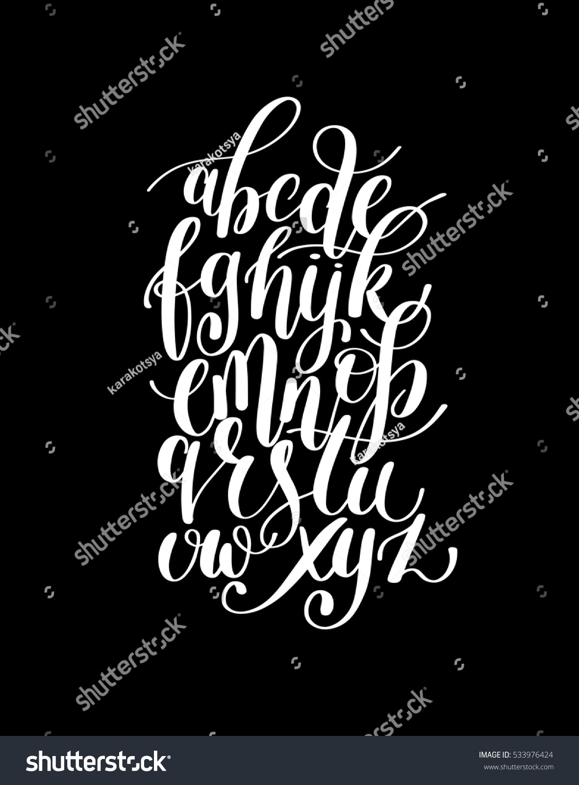 Black White Hand Lettering Alphabet Design Stock Vector (Royalty Free ...