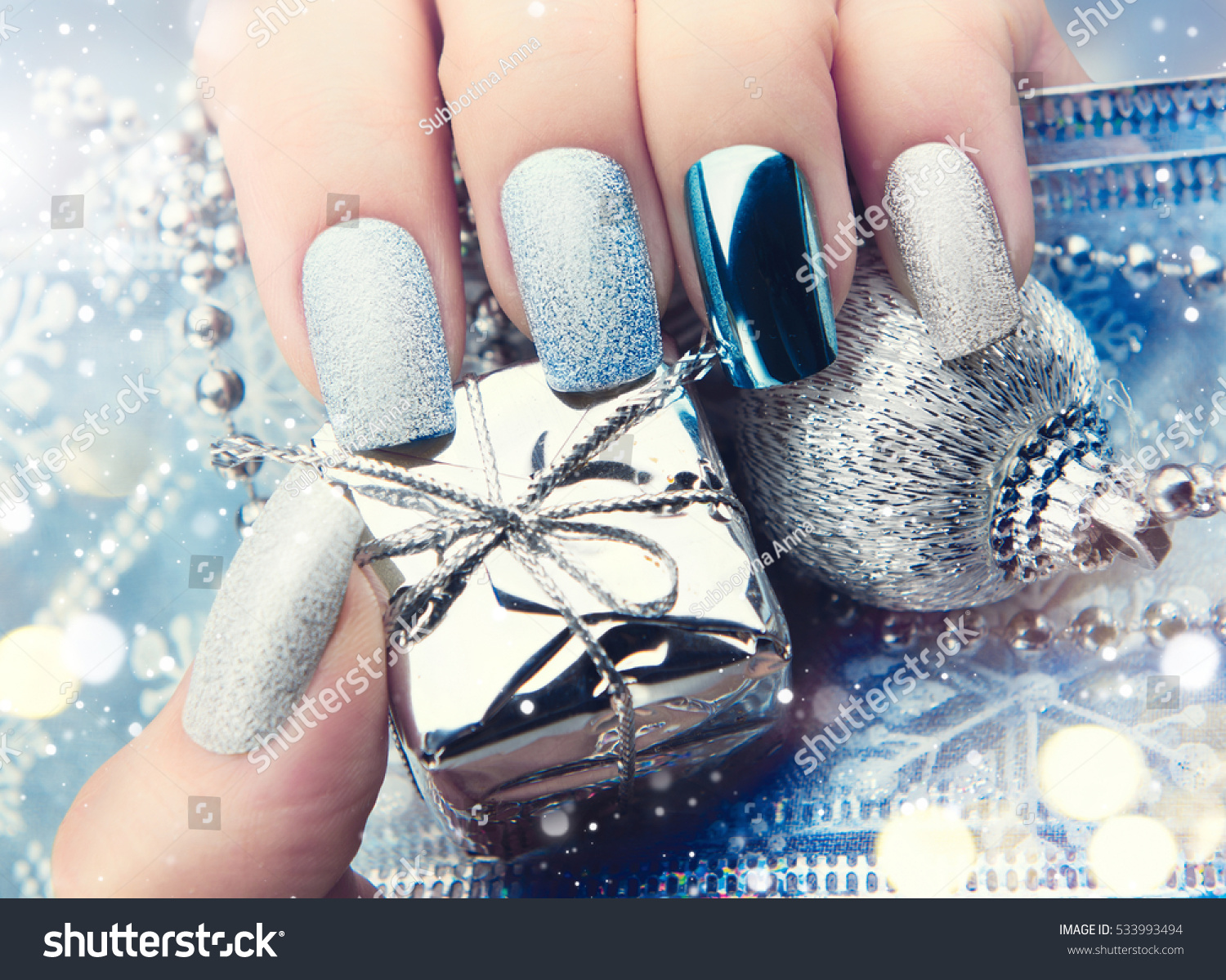 Christmas Nail Art Manicure Idea Winter Stock Photo 533993494 ...