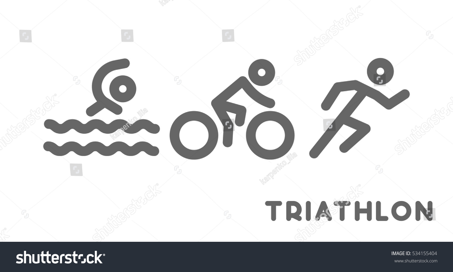 Line Logo Triathlon Figures Triathletes On Stock Vector (Royalty Free ...