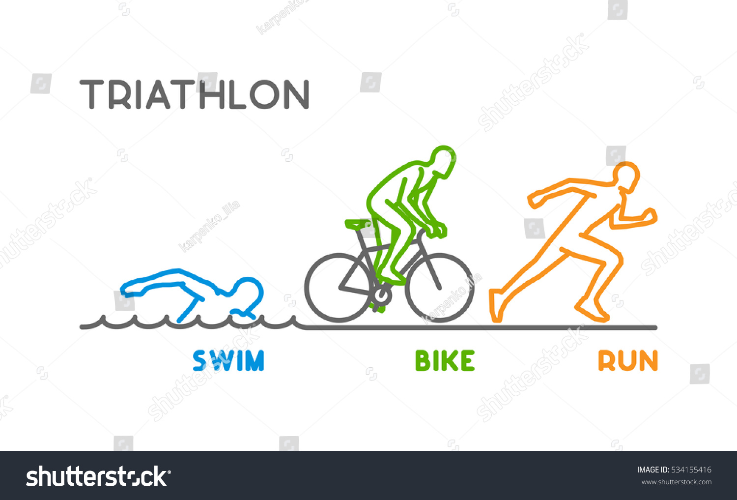 Vector Line Logo Triathlon Figures Triathletes Stock Vector (Royalty ...