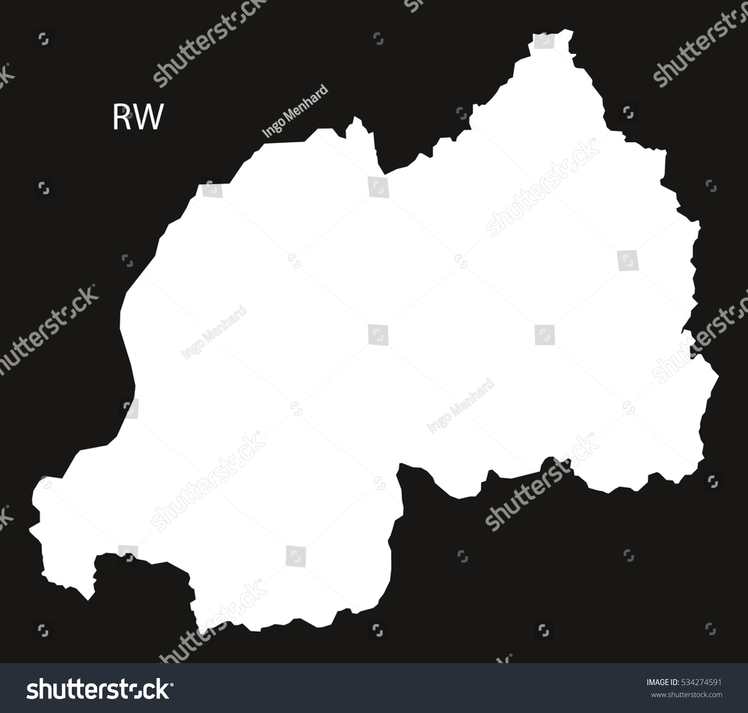 Rwanda Map Black White Illustration Stock Vector (Royalty Free ...