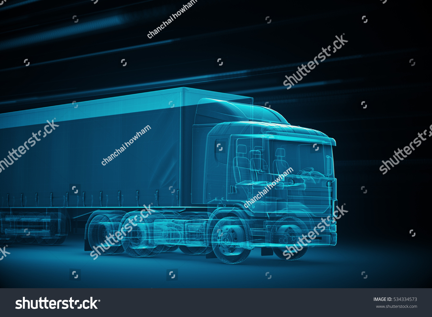 Truck Xray Blue Transparent Line Background Stock Illustration ...