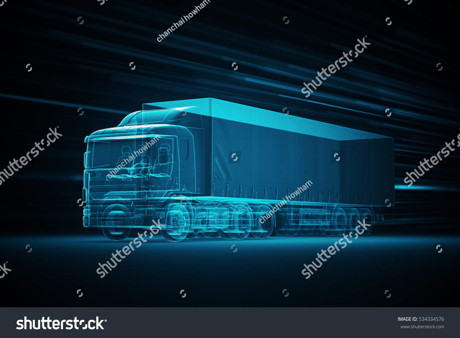 Truck Xray Blue Transparent Line Background Stock Illustration ...