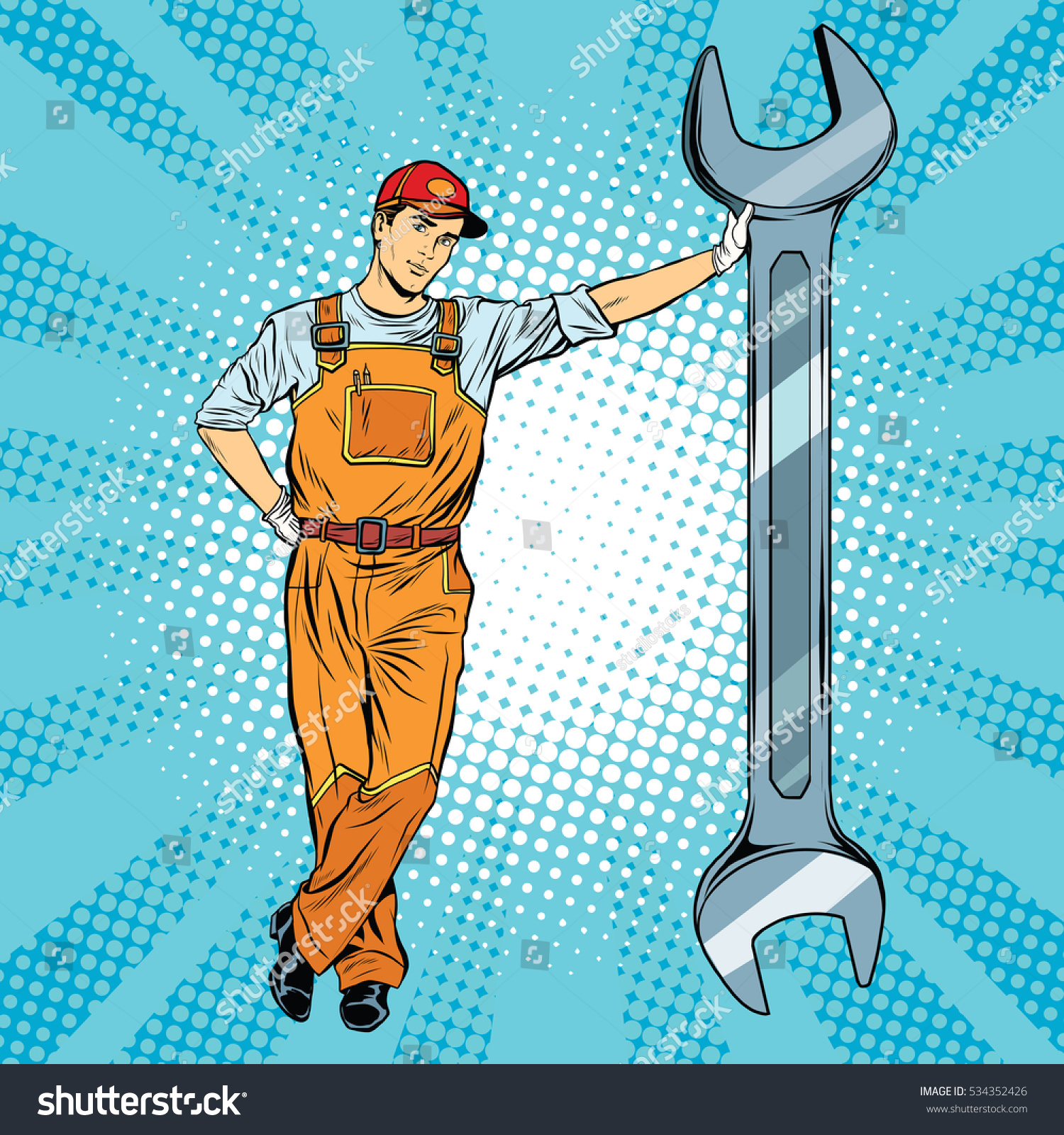 Mechanic Wrench Pop Art Retro Realistic Stock Illustration 534352426 ...