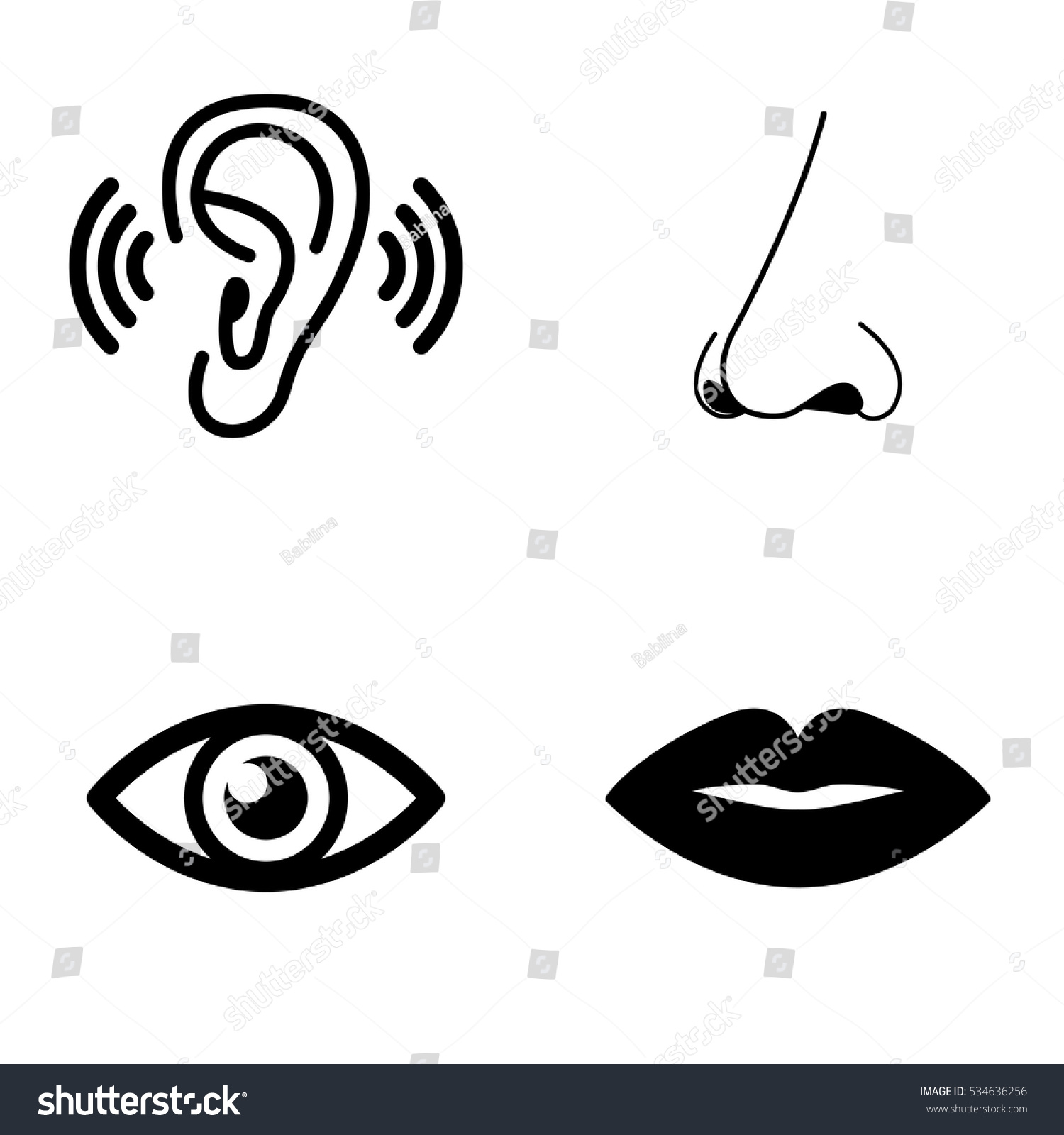 Sense Organs Icons Vector Set Stock Vector (Royalty Free) 534636256 ...