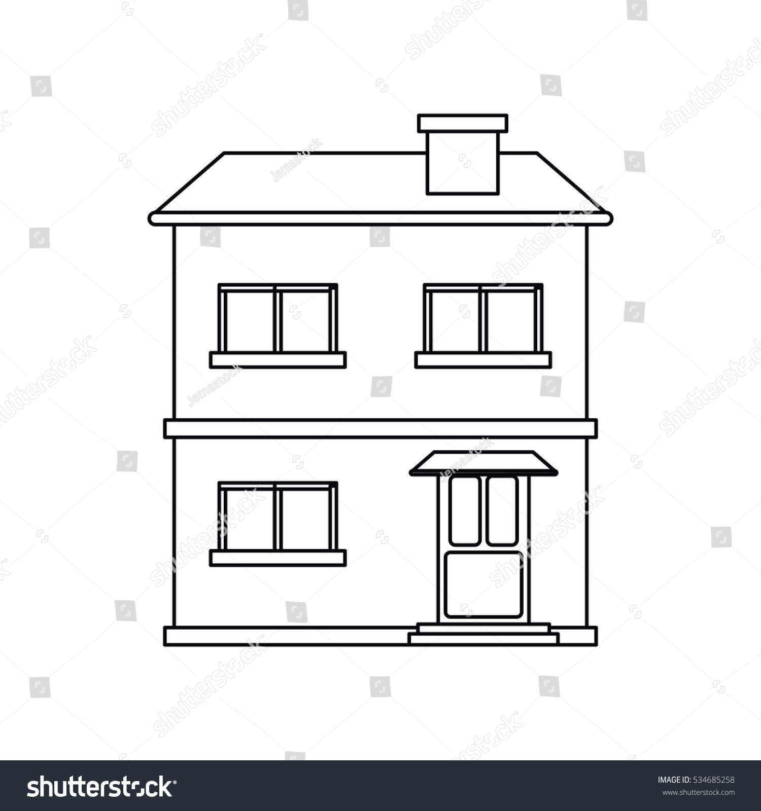 House Facade Residential Estructure Outline Stock Vector (Royalty Free ...