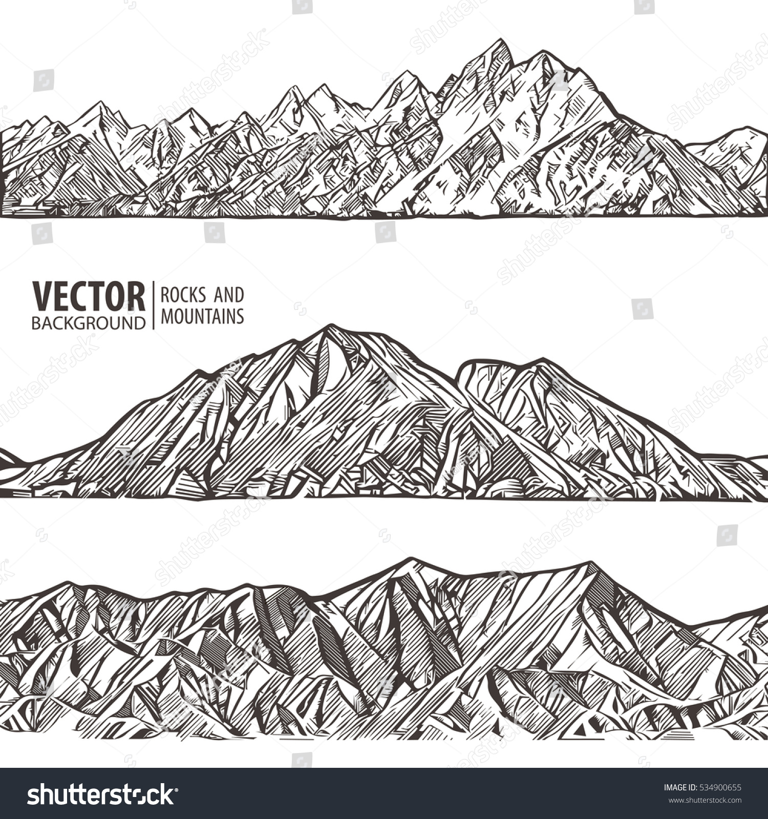 Mountains Ranges Set Nature Sketch Spiky Stock Vector (Royalty Free ...