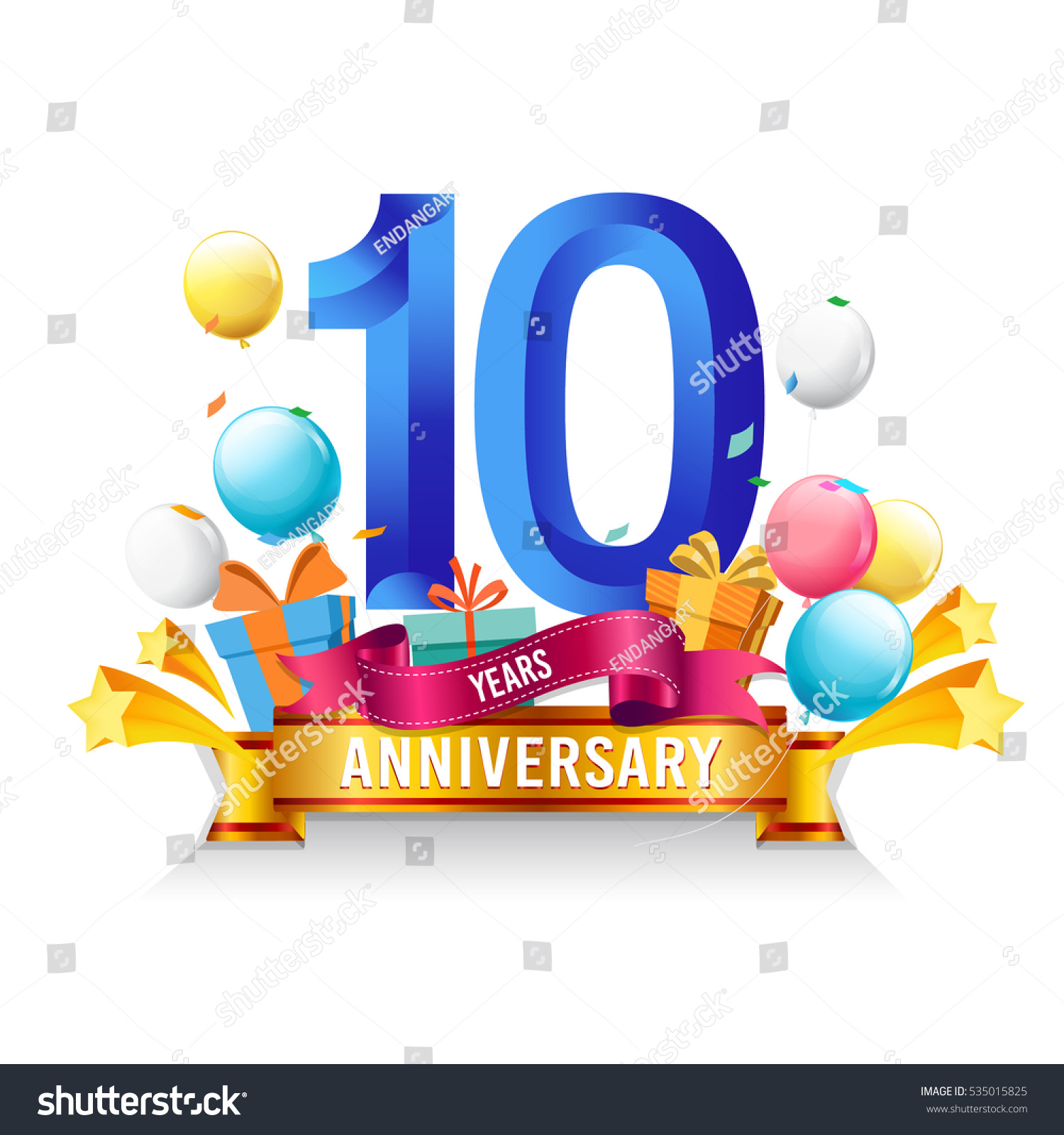 10 Years Anniversary Celebration Logo Birthday Stock Vector (Royalty ...