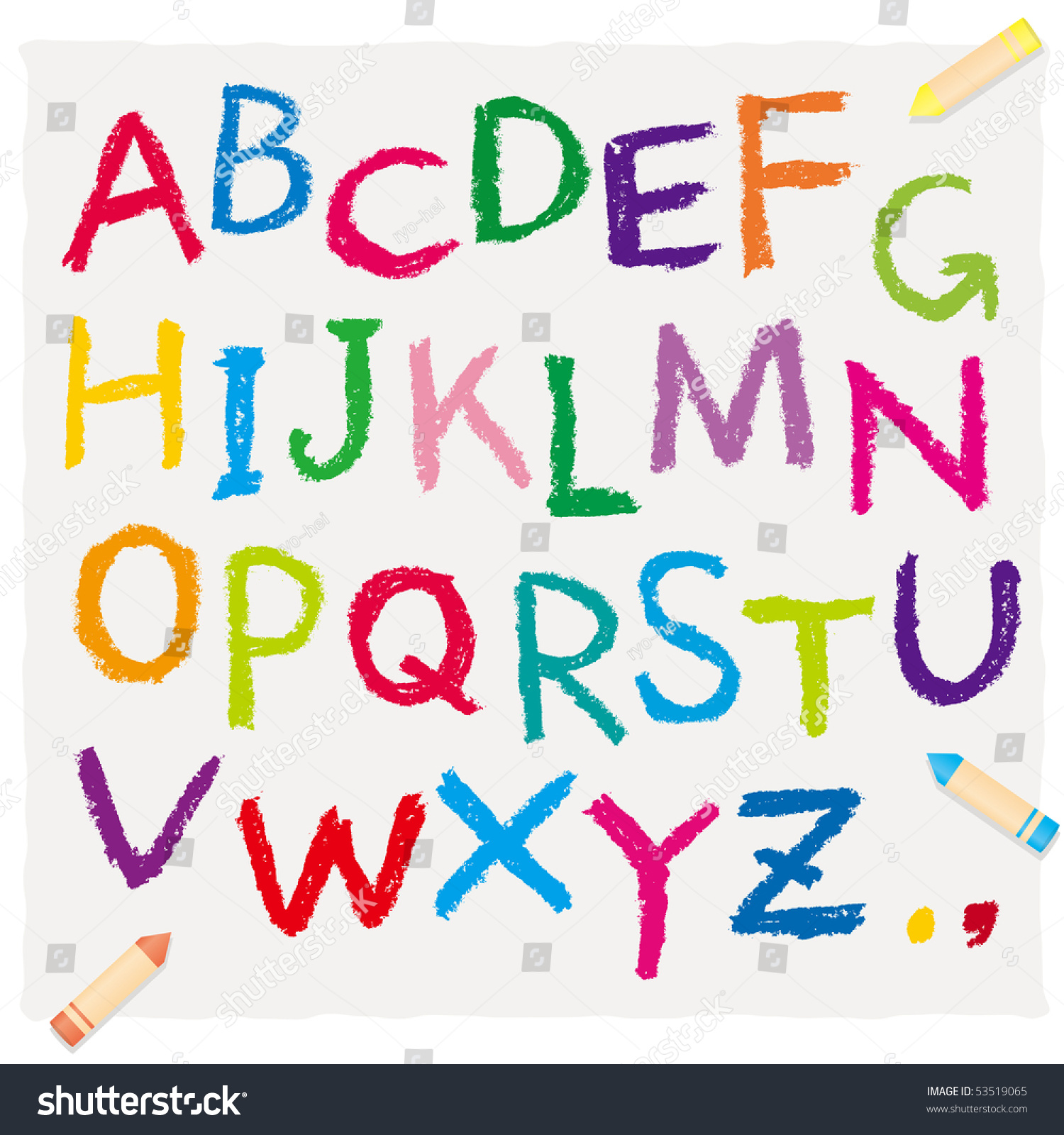 Alphabet Drawn By Crayon Stock Vector (Royalty Free) 53519065 | Shutterstock