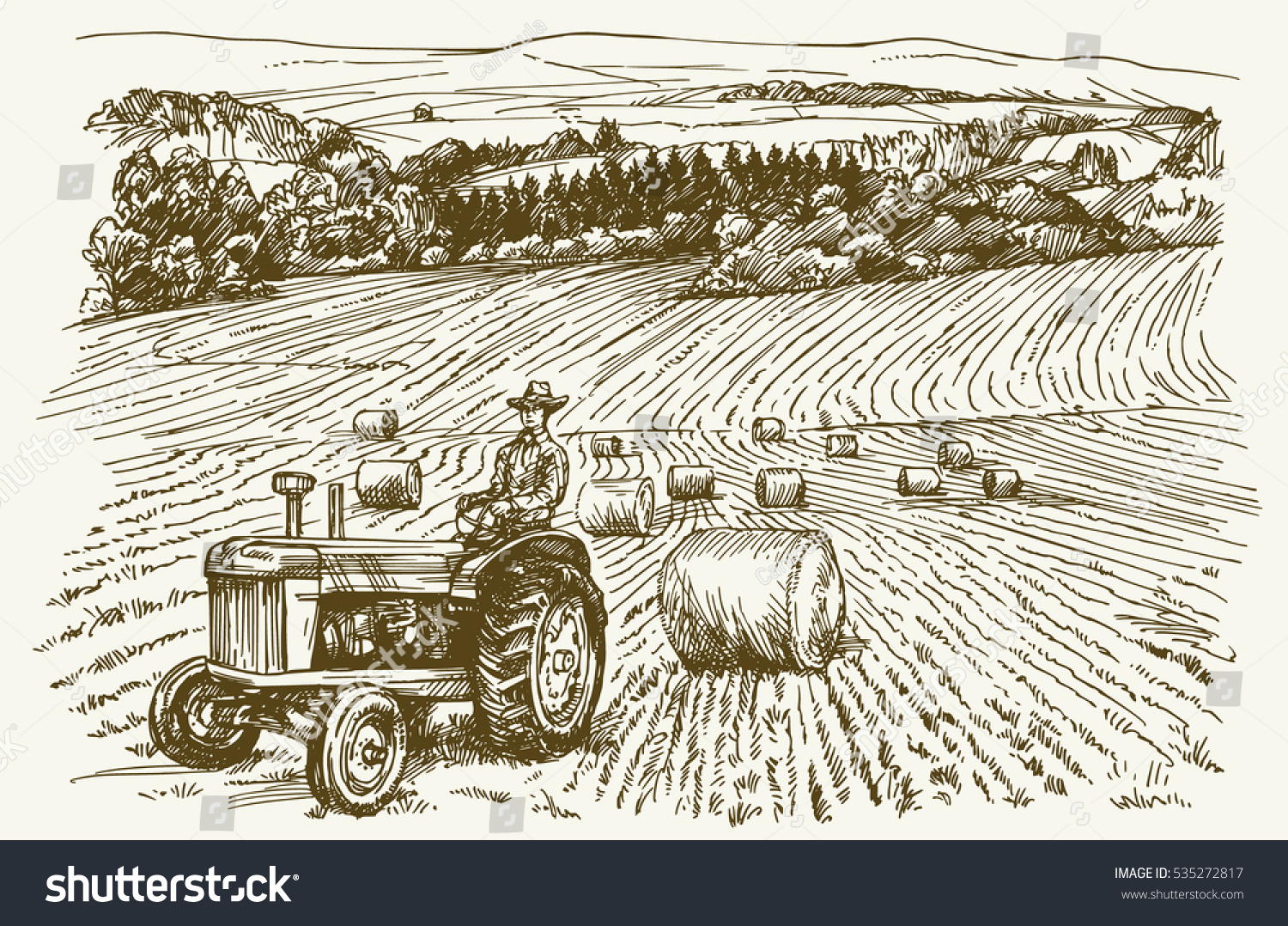 Нарисовать трактор в поле