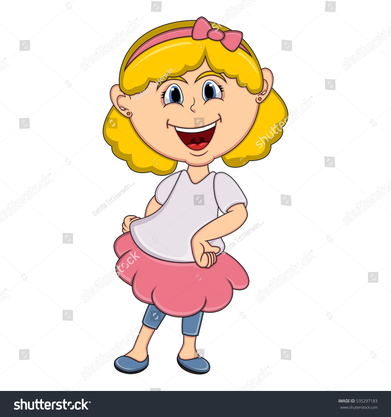 Beautiful Little Girl Cartoon Vector Illustration Stock Vector (Royalty ...