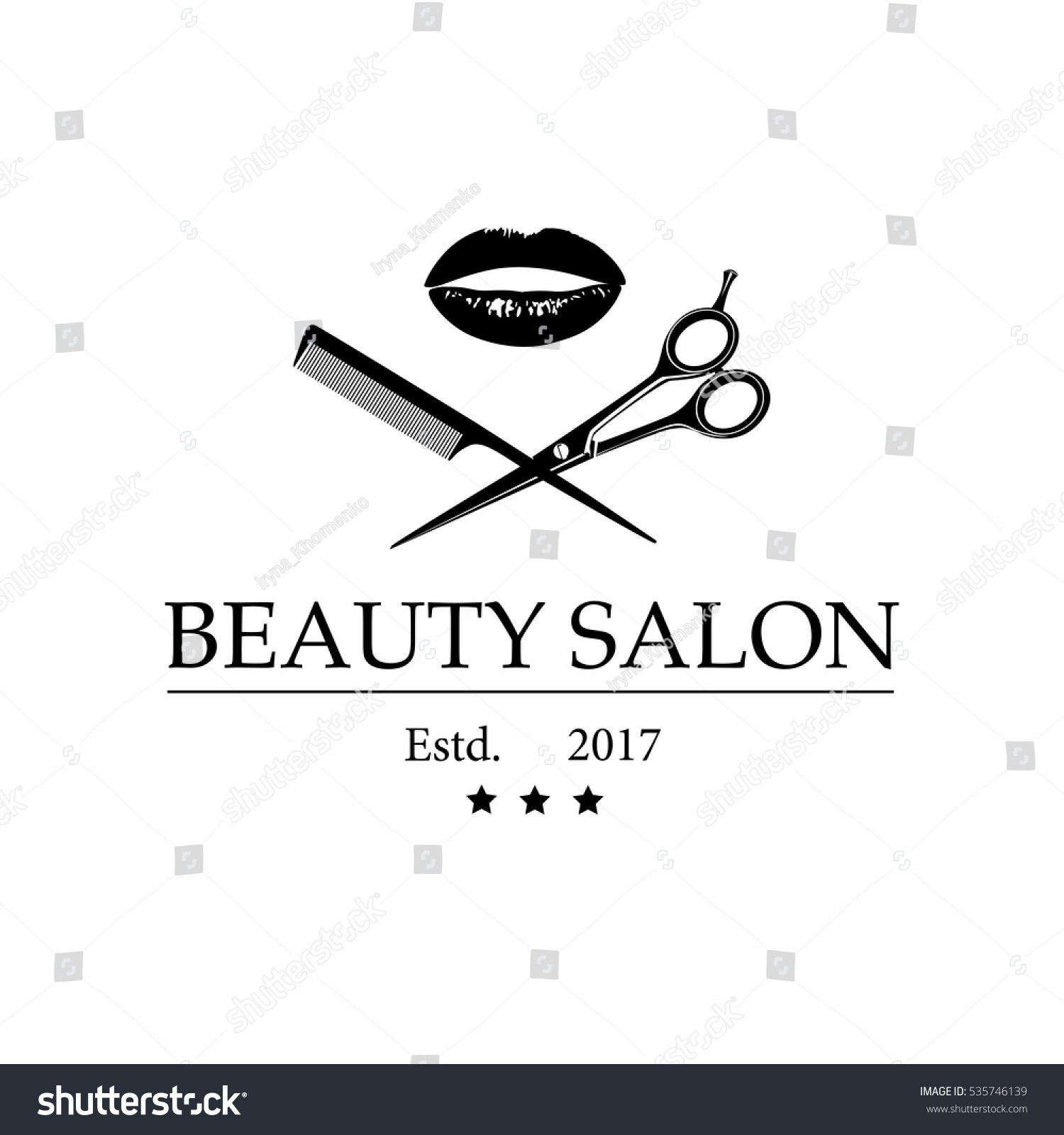 Logo Beauty Salon Womans Lips Scissors Stock Vector (Royalty Free ...