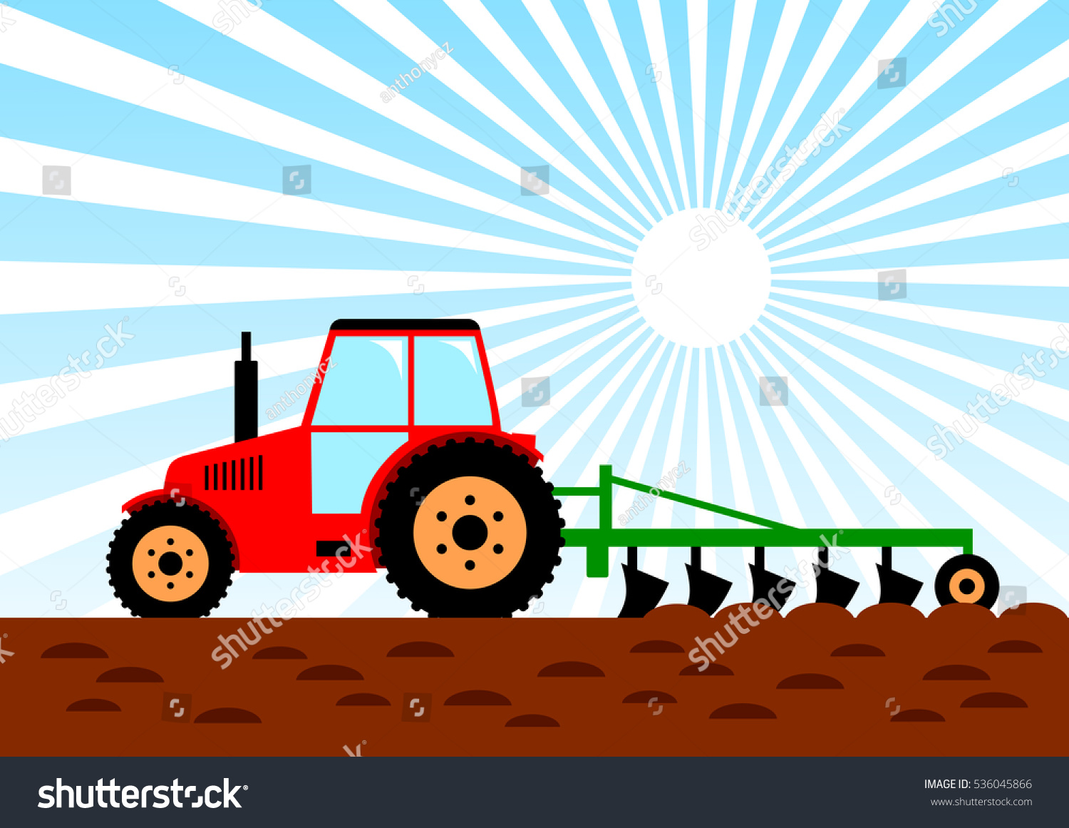 Рисование трактор в поле