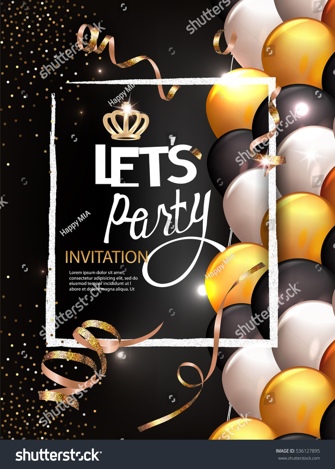 Lets Party Background Gold Serpentine Air Stock Vector (Royalty Free ...