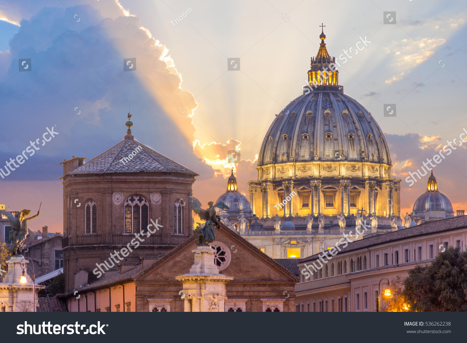 St Peters Basilica Romevatican Dome Sunset Stock Photo Shutterstock