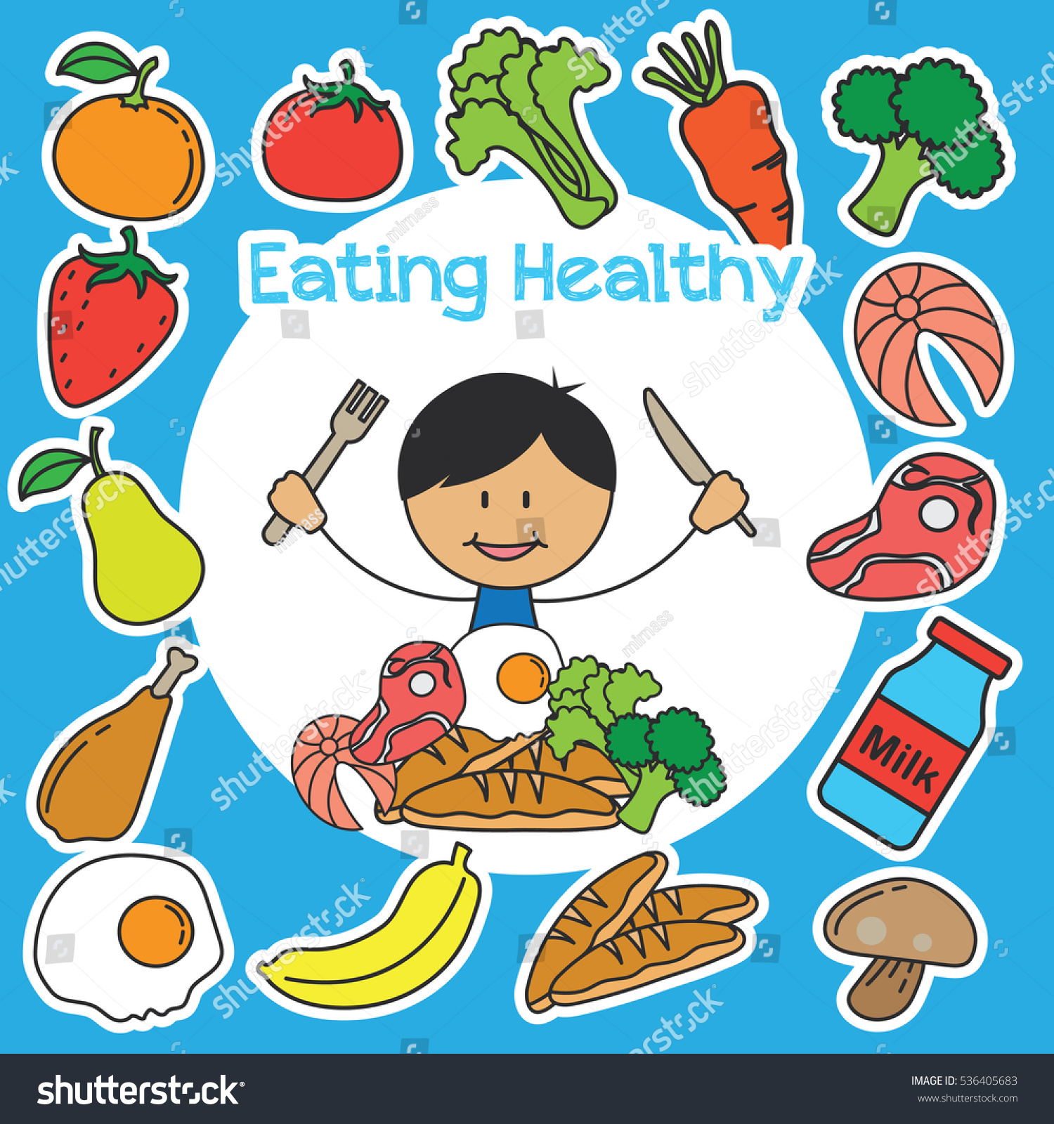 Eating Healthy Kids Campaign Poster: vector de stock (libre de regalías