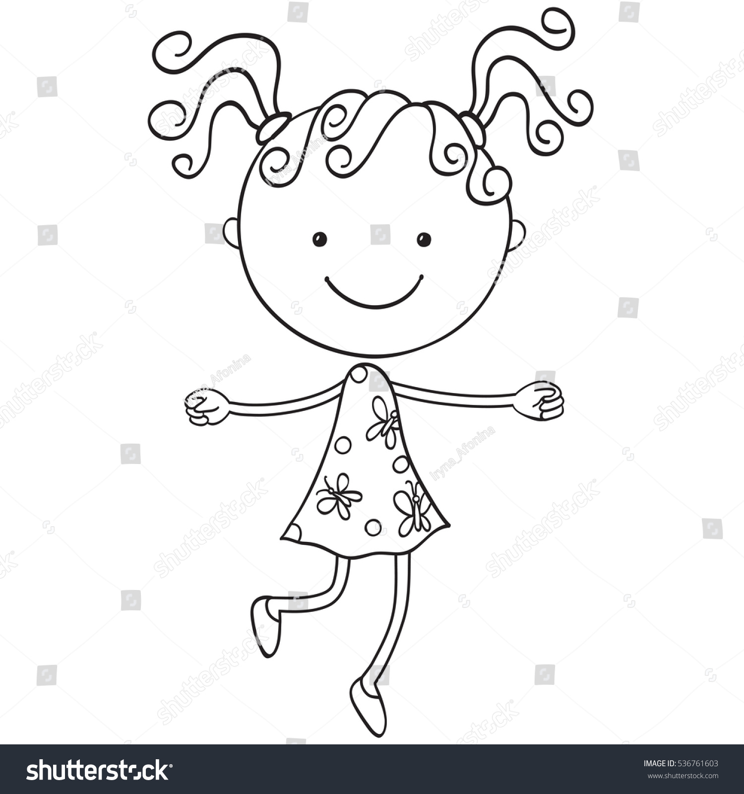 Illustration Cartoon Girl Black Color On Stock Vector (Royalty Free ...