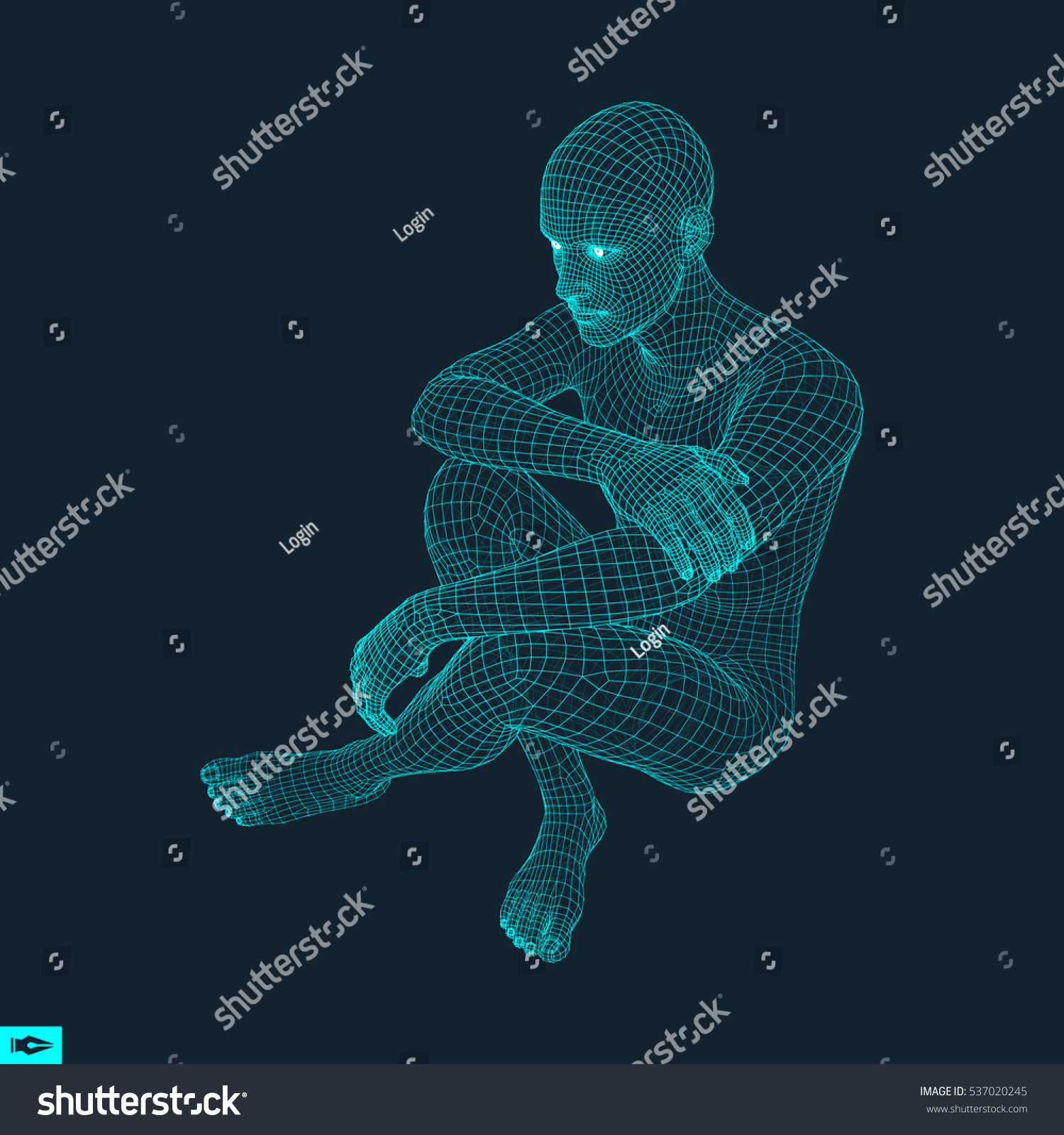 Man Thinker Pose 3d Model Man Stock Vector (Royalty Free) 537020245 ...