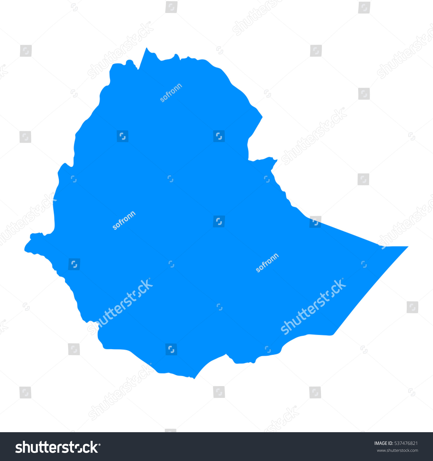 High Detailed Blue Map Ethiopia Vector Stock Vector (Royalty Free ...