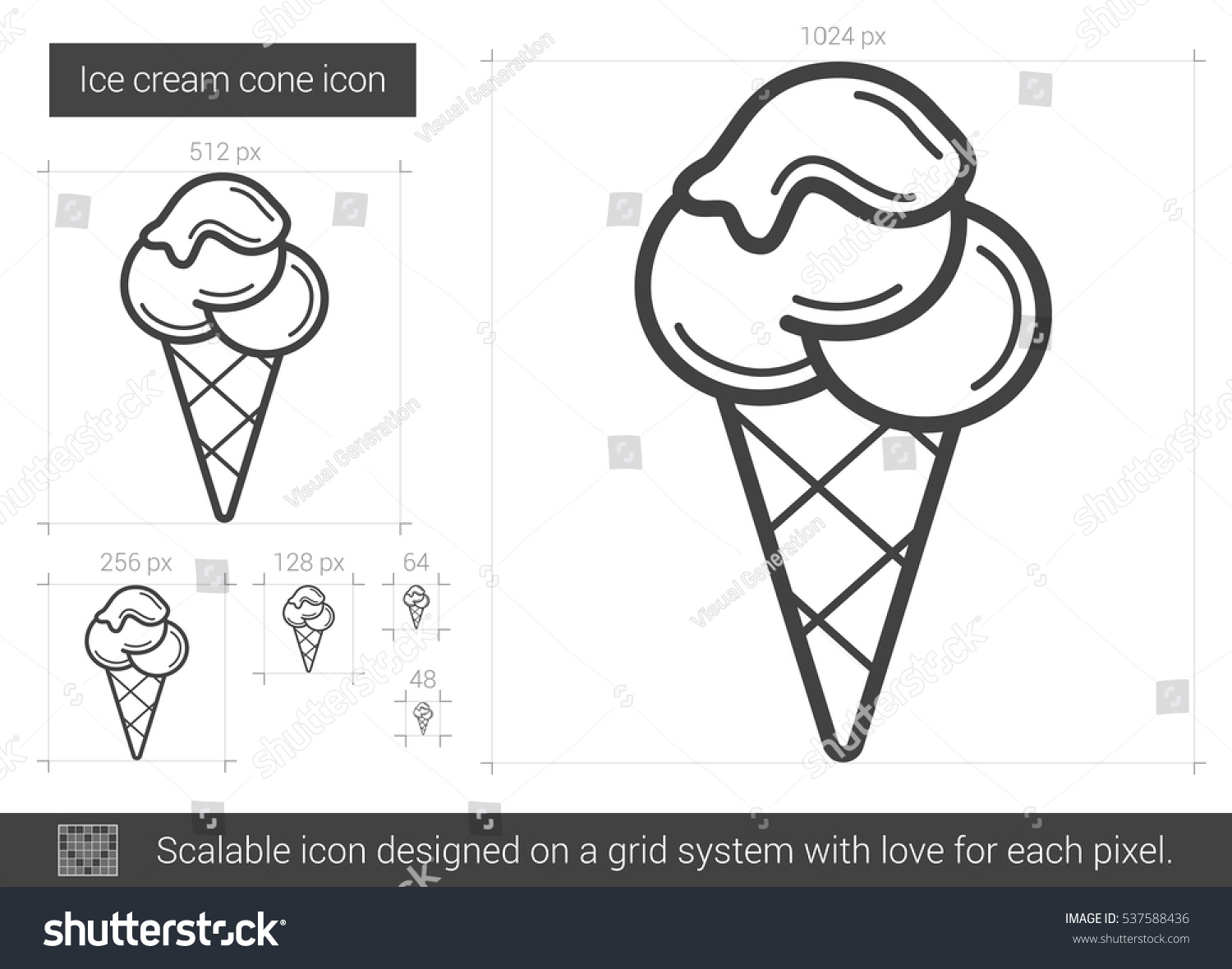 Ice Cream Cone Vector Line Icon Stock Vector Royalty Free Shutterstock