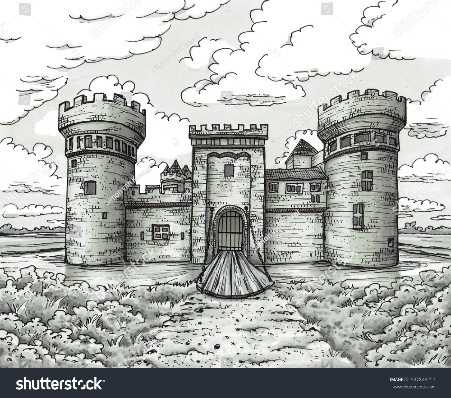 Старый замок средневековья лёгкий