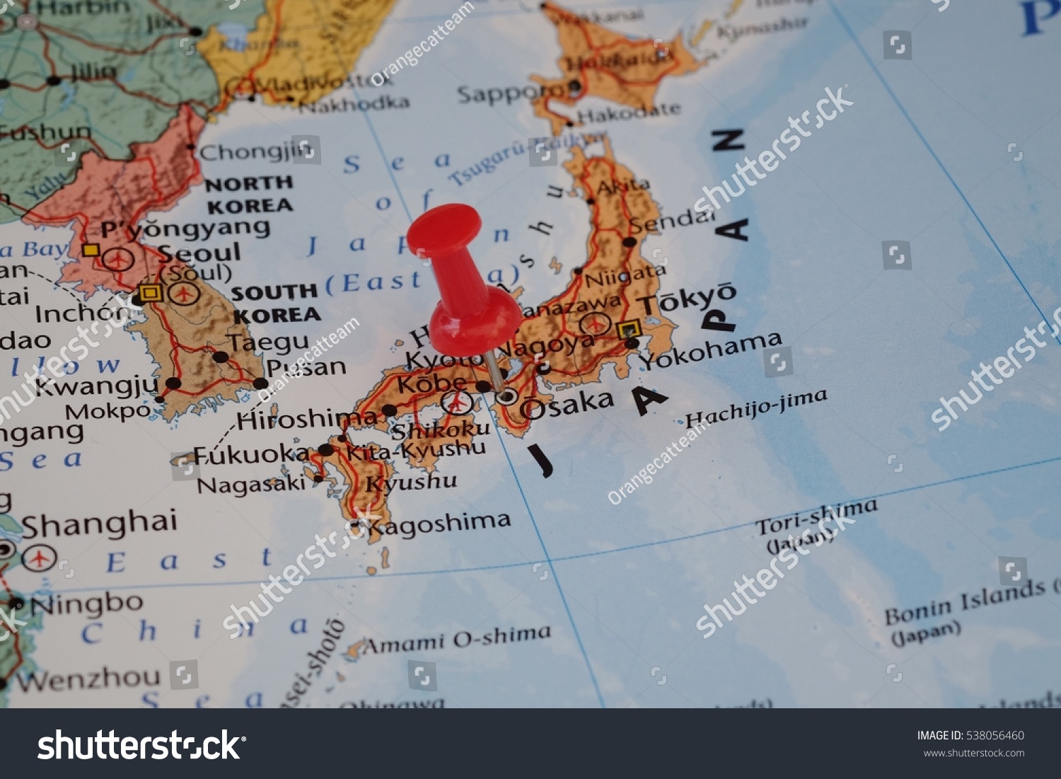 Pushpin Marking Osaka Japan Map Stock Photo 538056460 | Shutterstock