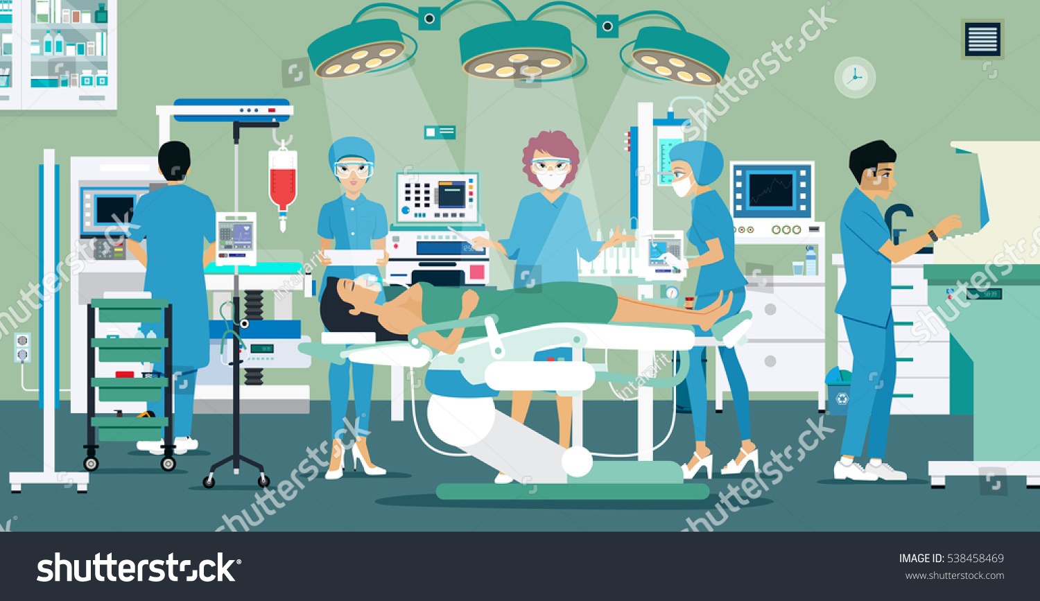 Doctors Nurses Were Treating Patient Operating Stock Vector (Royalty ...