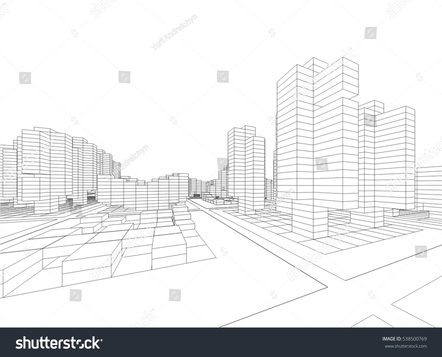 City Buildings Architectural Drawing Stock Vector (Royalty Free ...