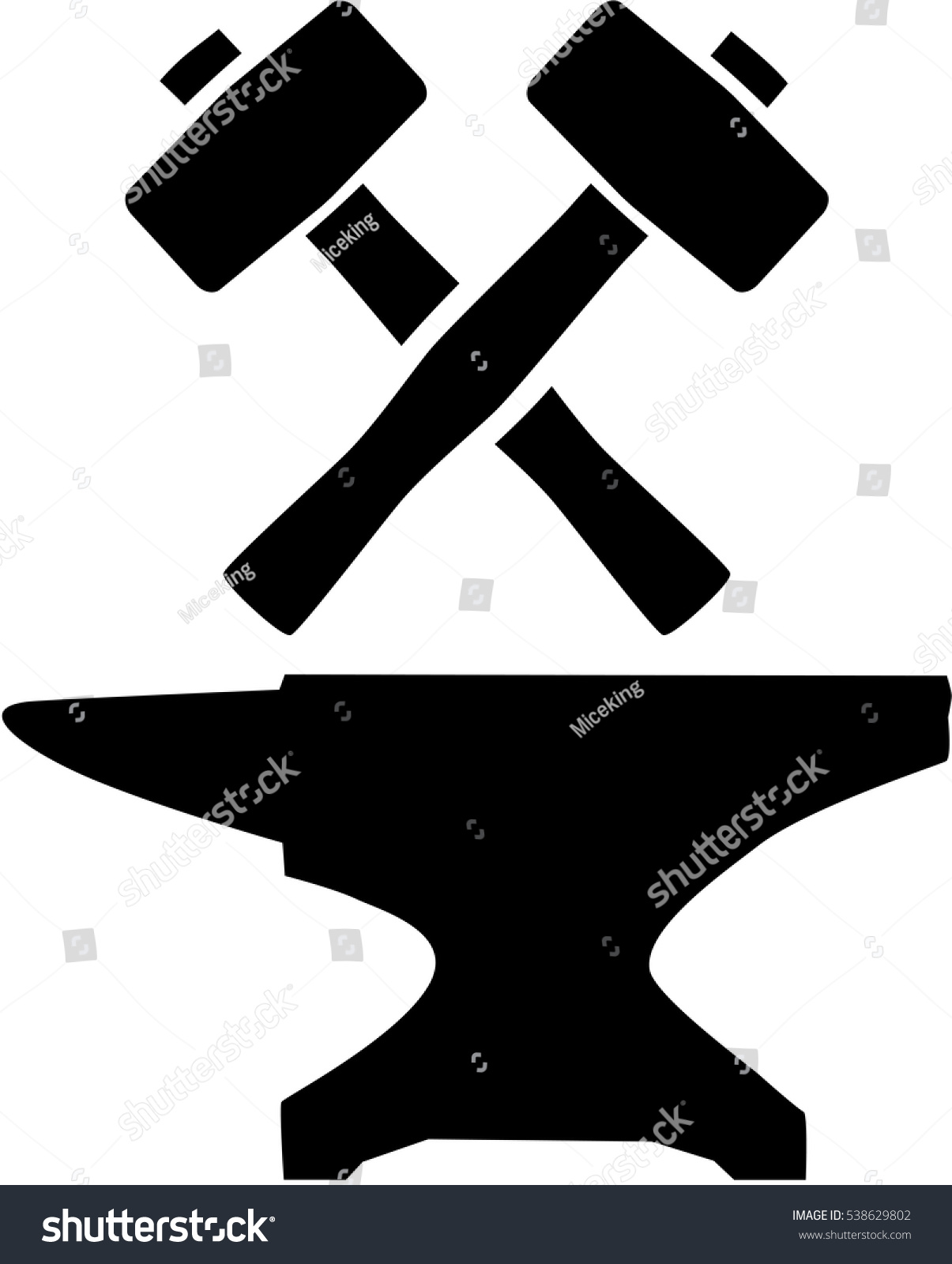 Blacksmith Equipment Hammer Anvil Stock Vector (Royalty Free) 538629802 ...