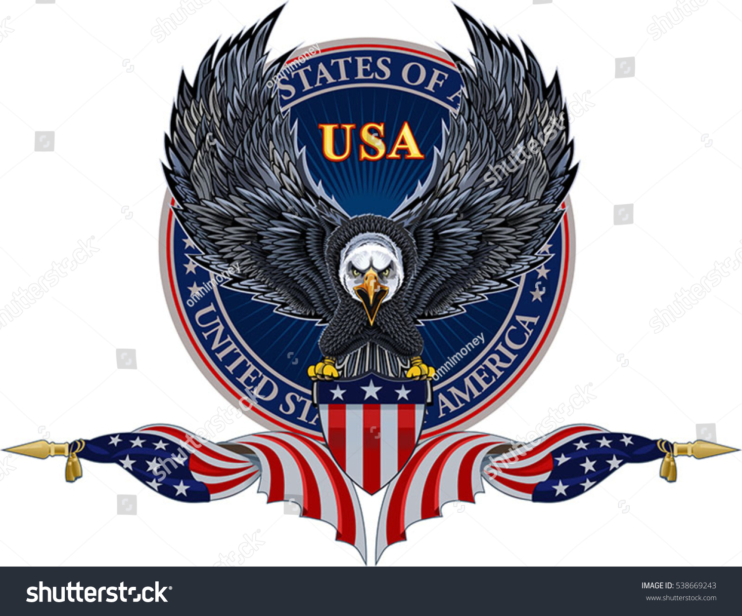 American Eagle Usa Flags Stock Vector (Royalty Free) 538669243 ...