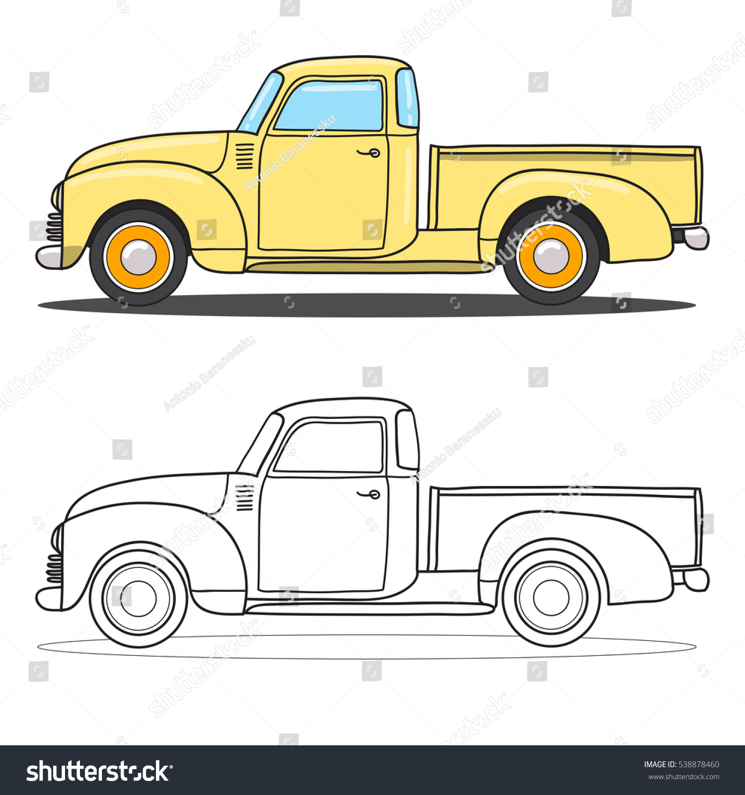 Pickup Truck Vector Doodle Illustration Stock Vector (Royalty Free ...