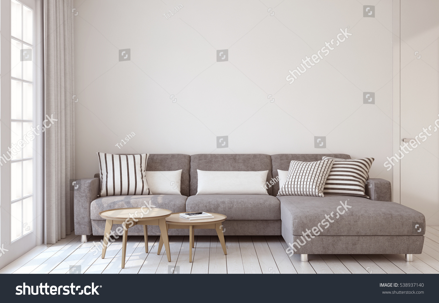 Livingroom Interior Scandinavian Style 3d Render Stock Illustration ...