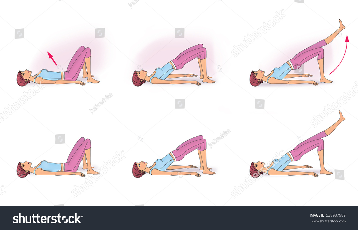 Girl Pose Lying On Back Doing Stock Illustration 538937989 