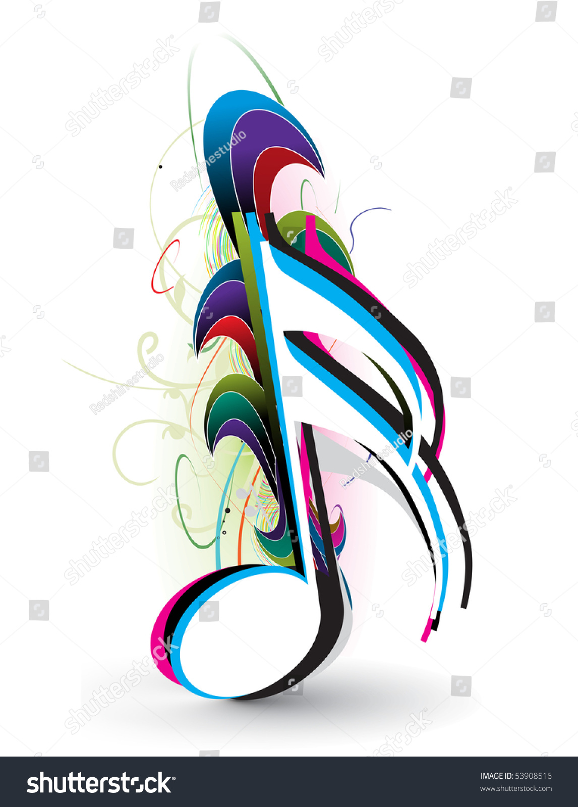 Abstract Wave Music Notes Design Use Stock Vector (Royalty Free ...