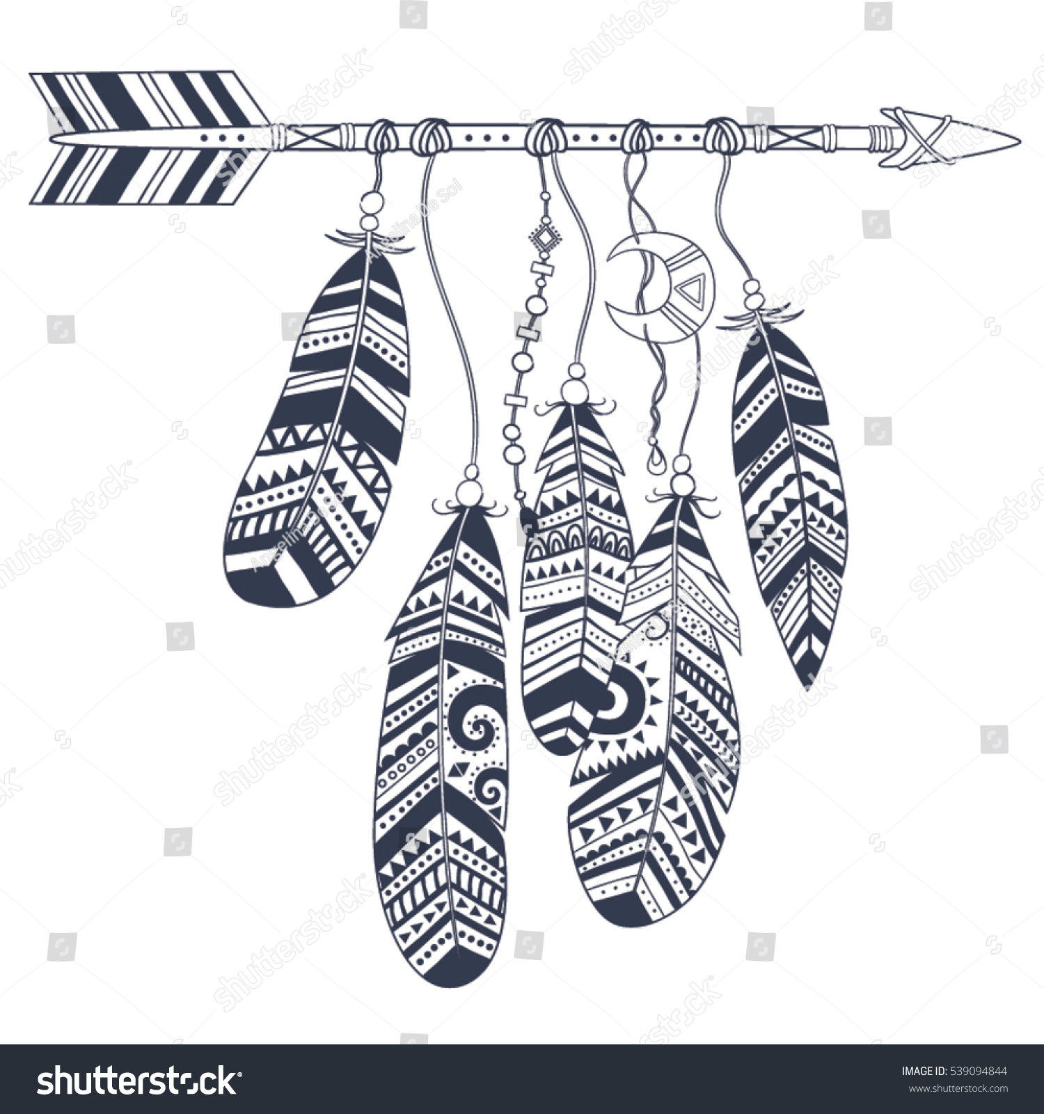 Dream Catcher Arrow Feathers Native American Stock Vector (Royalty Free ...