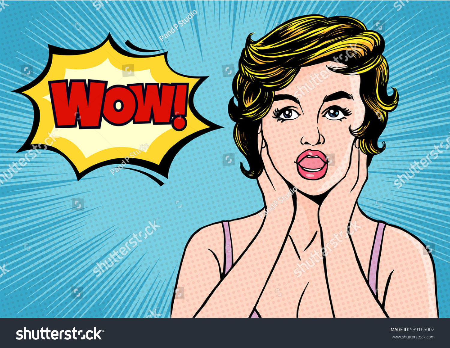 Pop Art Surprised Woman Comic Woman Stock Vector (Royalty Free ...