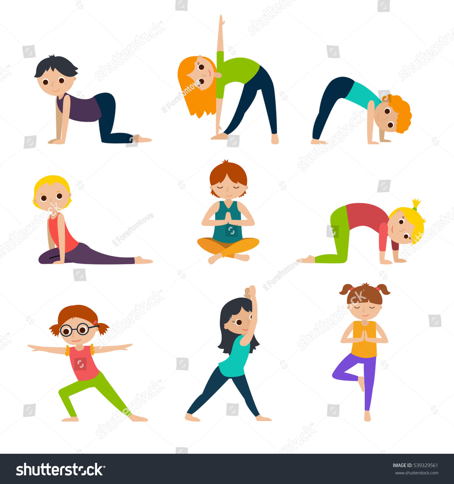 Girls Boys Doing Yoga Cute Yoga Stock Vector (royalty Free) 539329561 