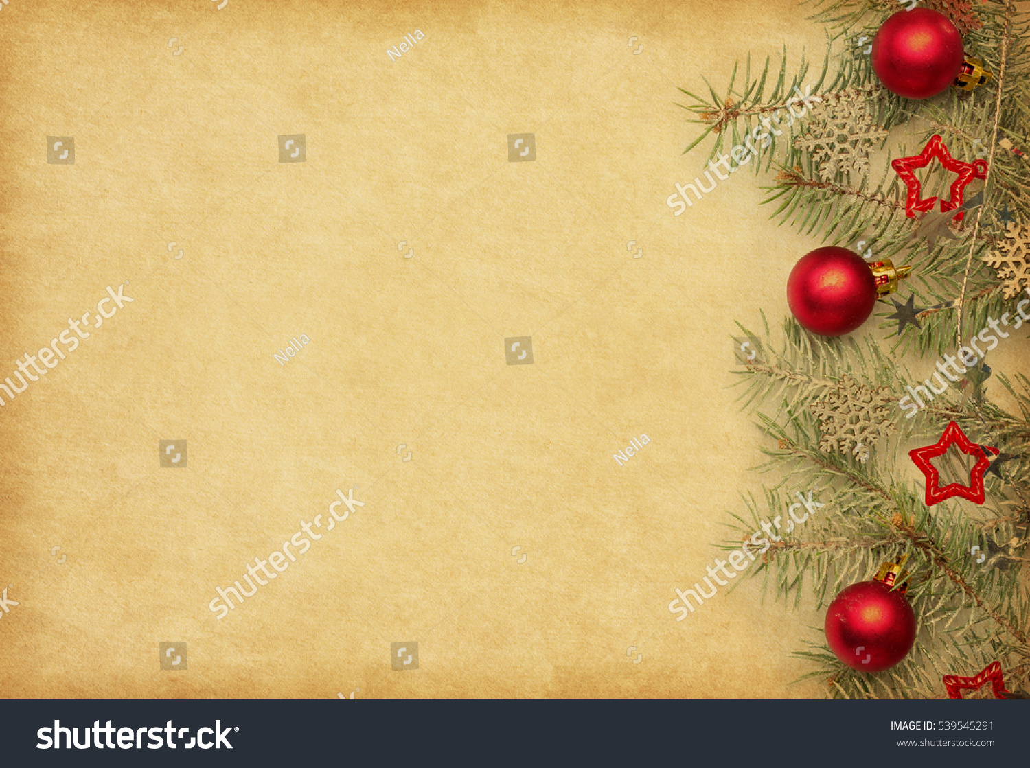 Beige Paper Background Christmas Border Stock Photo 539545291 ...