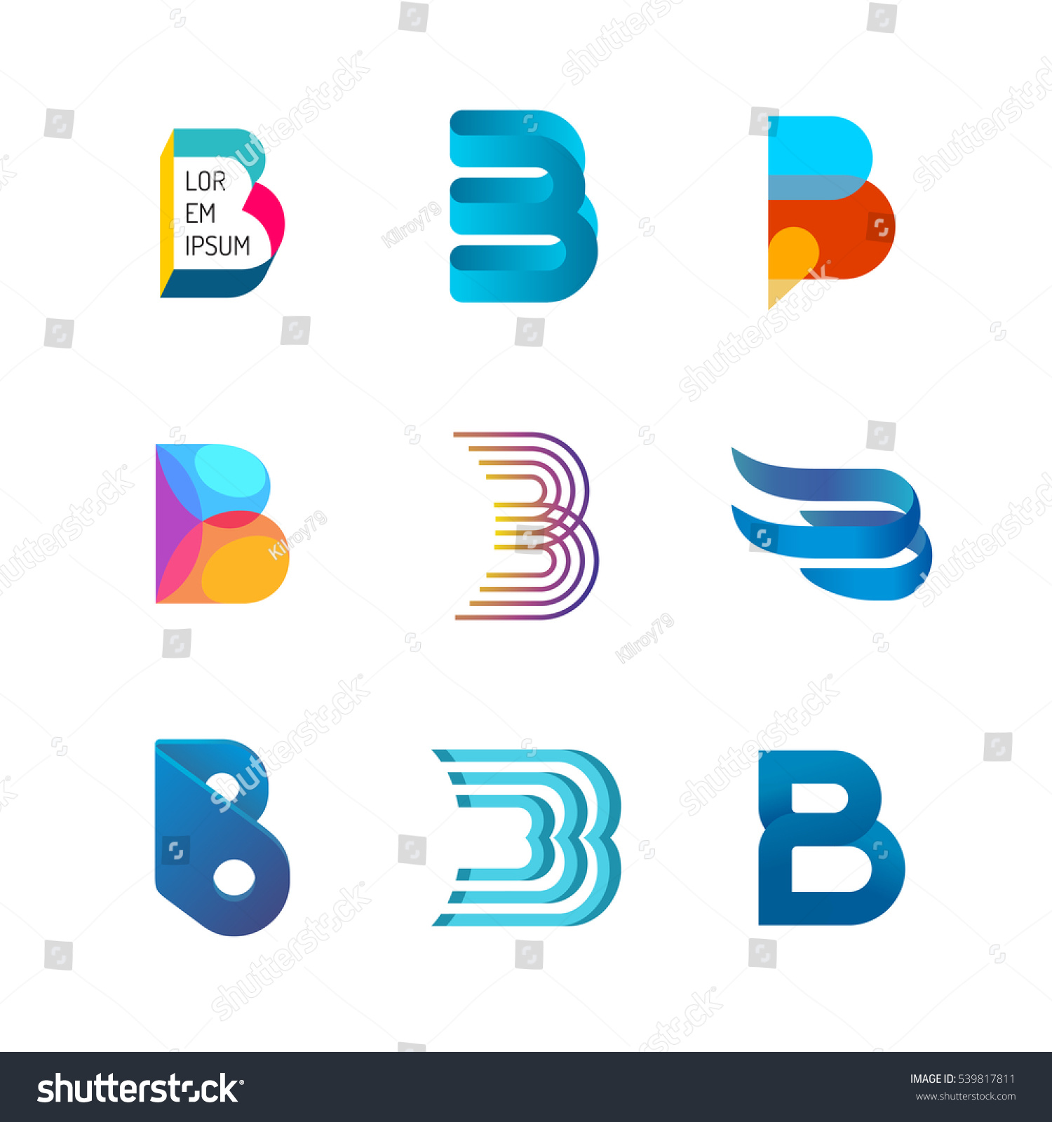 Letter B 로고 세트색상 아이콘 템플릿 스톡 벡터(로열티 프리) 539817811 | Shutterstock