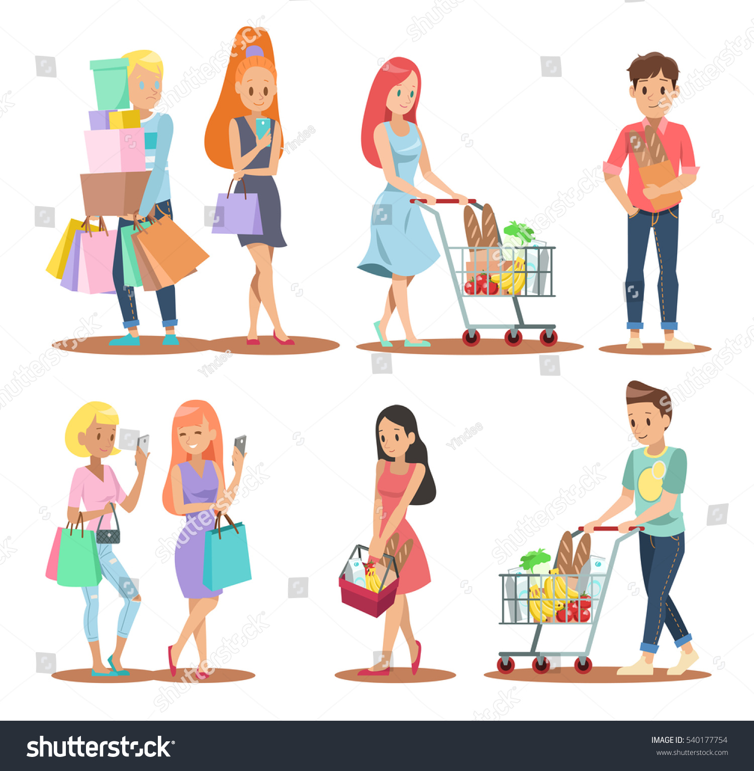 Shopping Character Design Stock Vector (Royalty Free) 540177754 ...