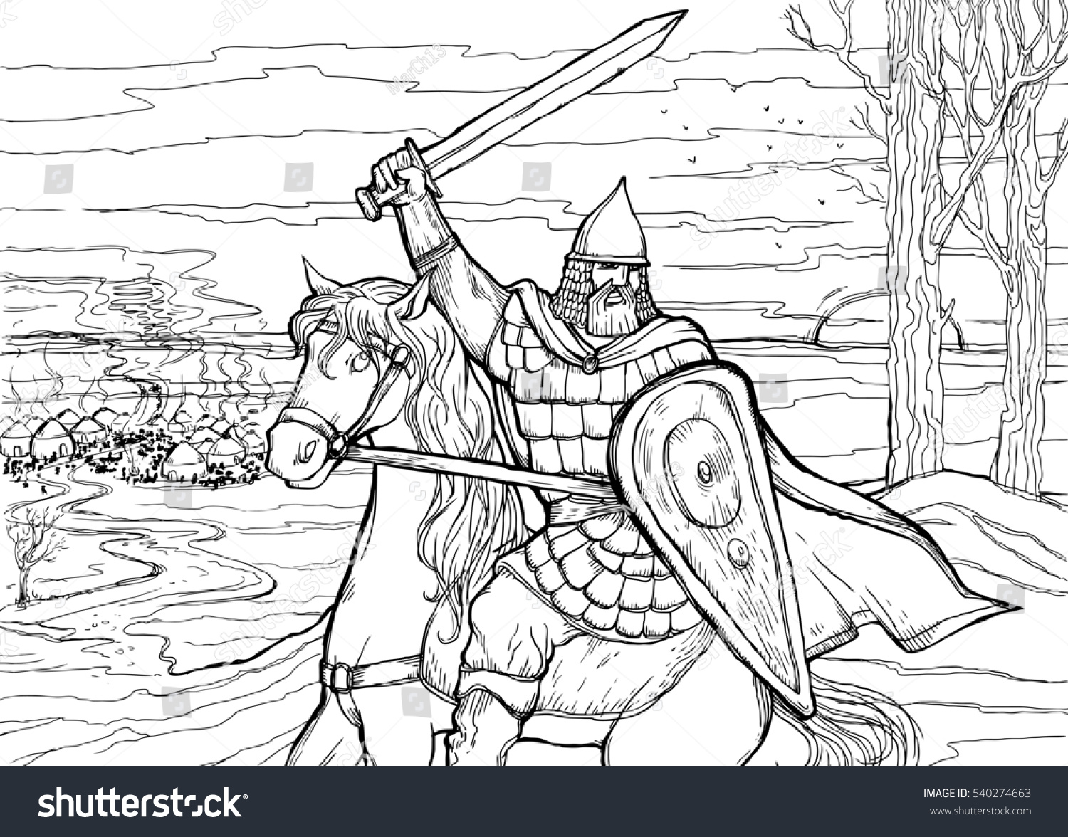 Древнерусские воины защитники раскраска