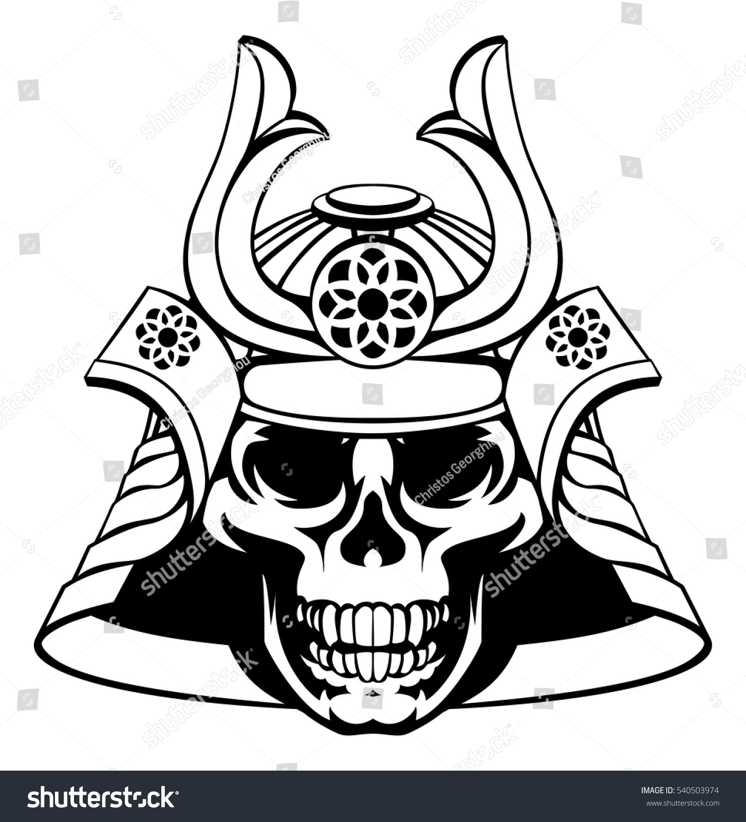 Skull Samurai Mask Helmet Skeletal Face Stock Vector (Royalty Free ...