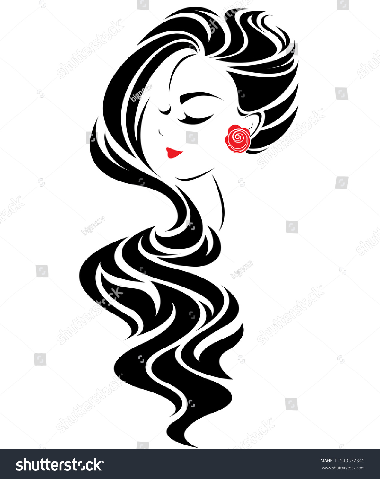 Illustration Women Long Hair Style Icon Stock Vector (Royalty Free