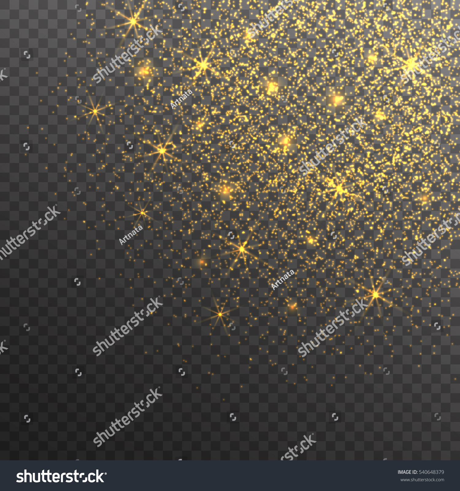 Gold Glitter Sparkles On Transparent Background Stock Vector (Royalty