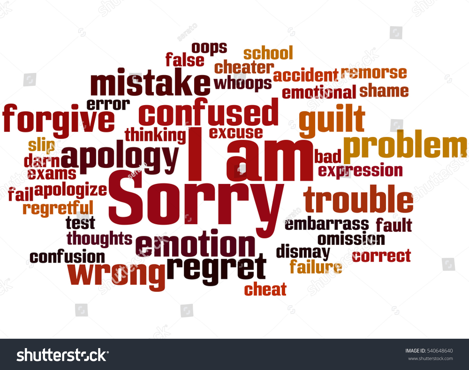 Sorry Word Cloud Concept On White Stock Illustration 540648640 