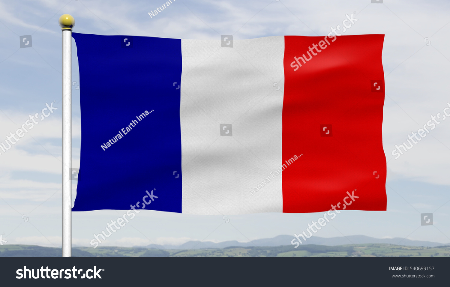 French Tricolore Flag French Flag Flying Stock Illustration 540699157