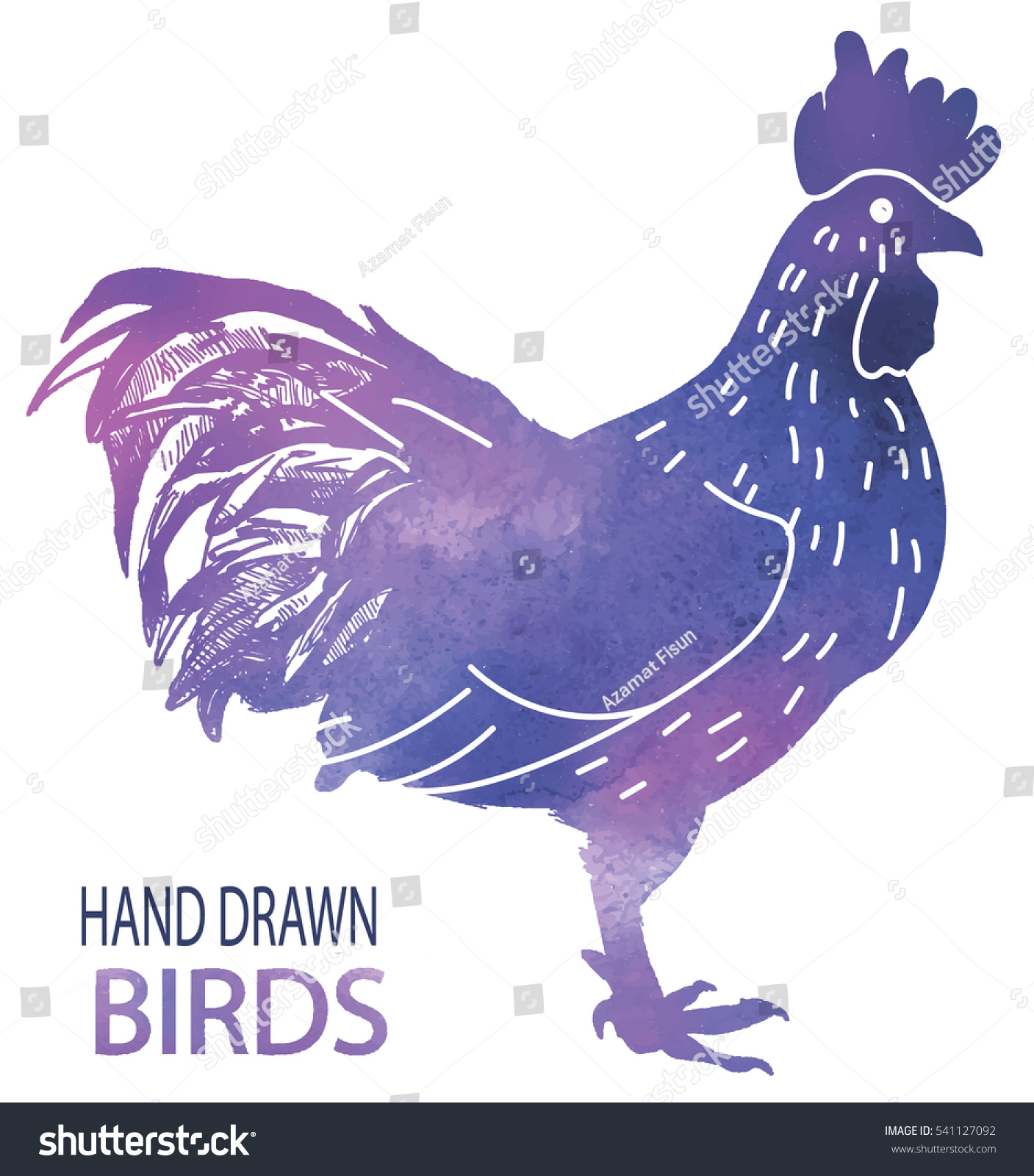 Adult Cock Beautiful Cock Bushy Tail Stock Vector Royalty Free