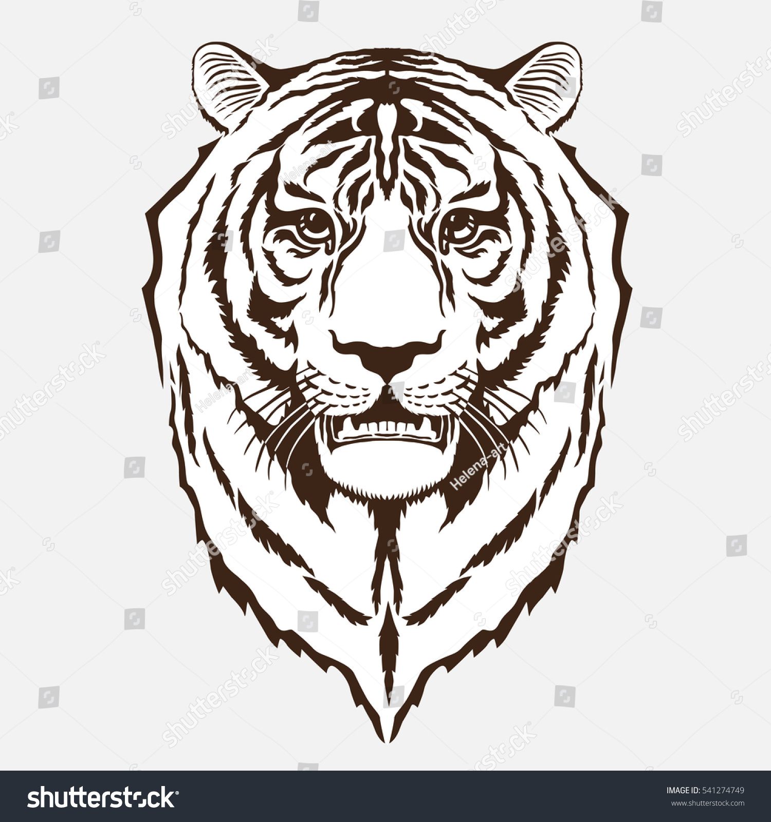 Голова тигра Раскрашенная